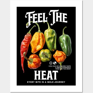 Chili feel the heat every bite is a bold journey CAPSICUM, chili fruits Posters and Art